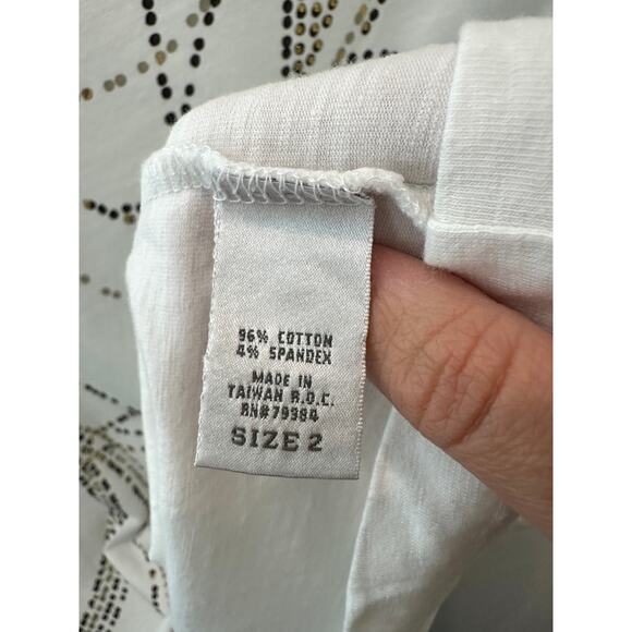 ZENERGY BY CHICO’S | White Embellished Short Sleeve Tee Shirt | Size 2 Large - Picture 7 of 8